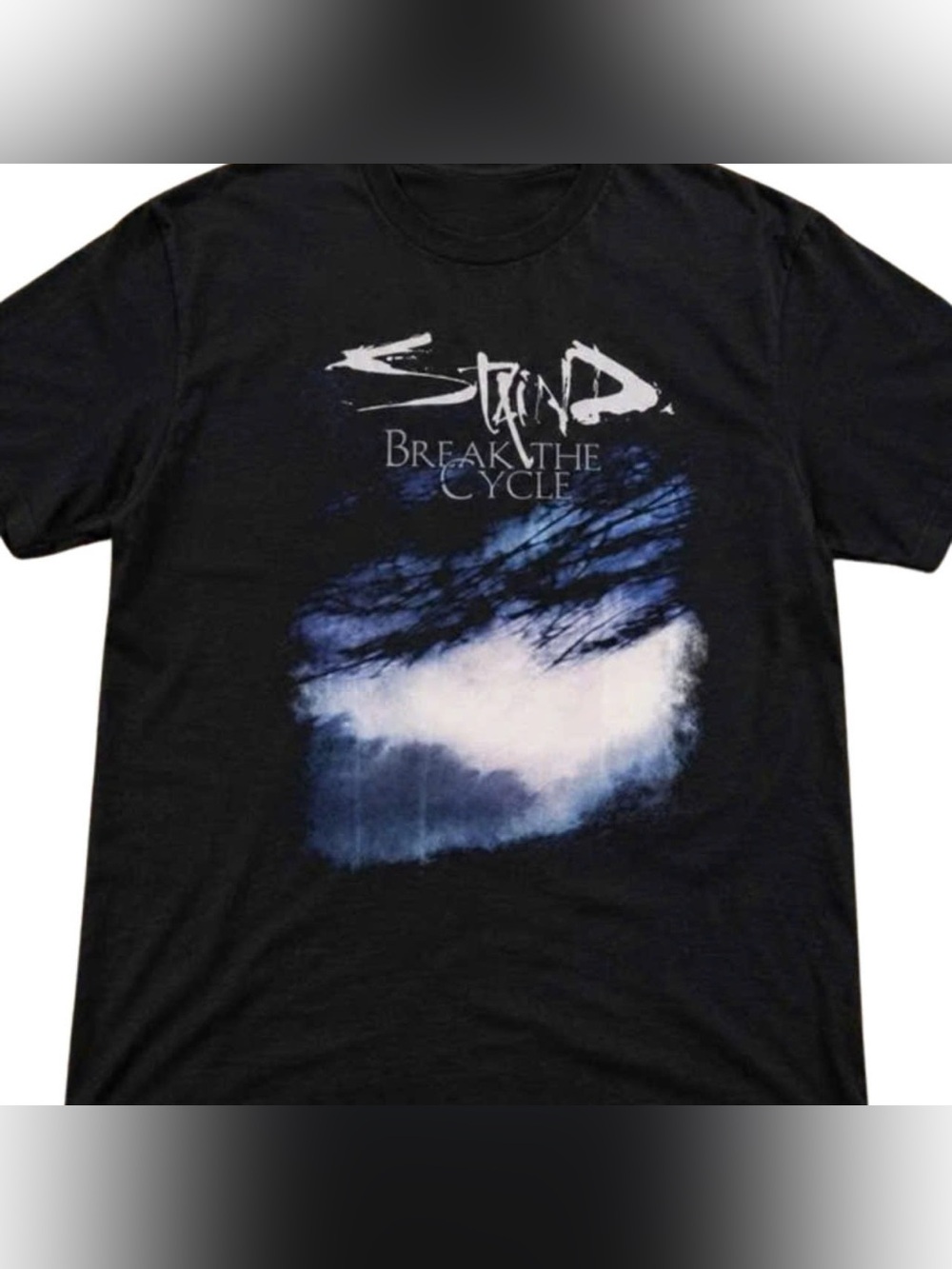 Gildan Black Short Sleeve Tee with Blue White Graphic